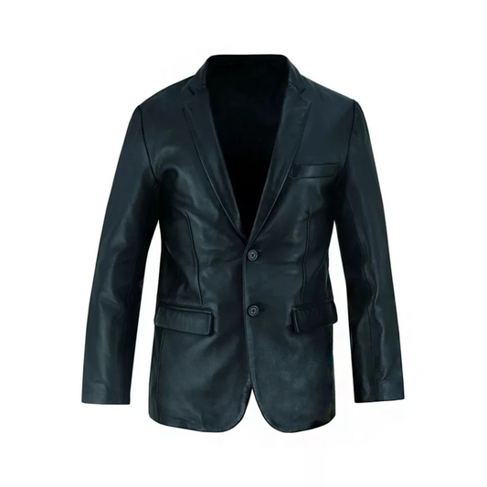 Mens Black Luxurious Leather Blazer