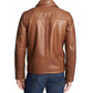 Mens Casual Shirt Collar Brown Leather Jacket