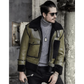 Mens Green RAF Flying Pilot Shearling Leather Jacket