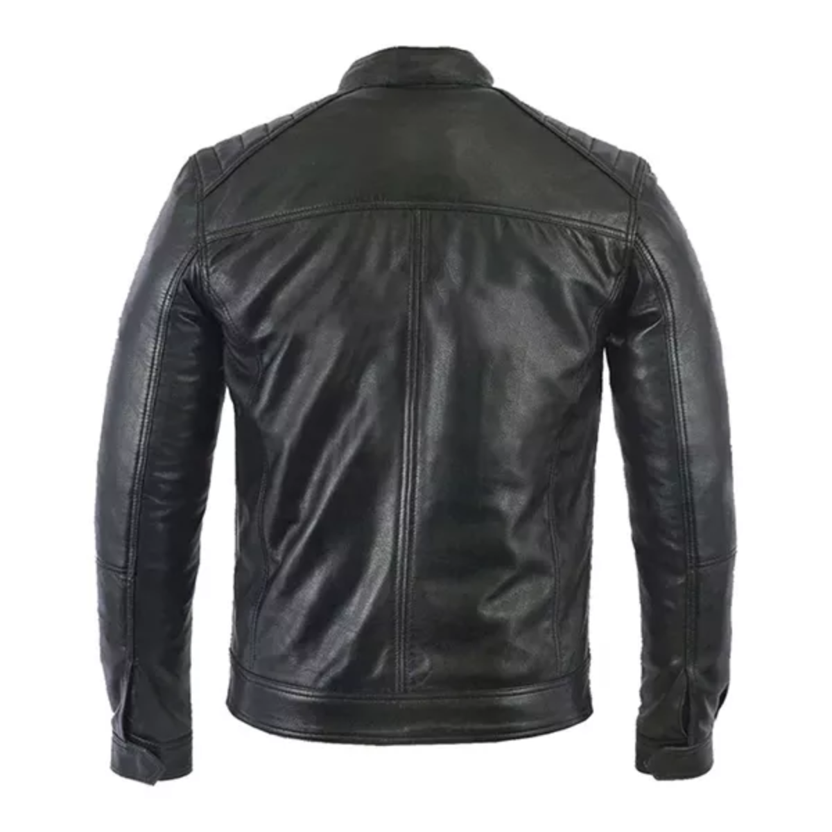 Mens Black Leather Biker Moto Jacket