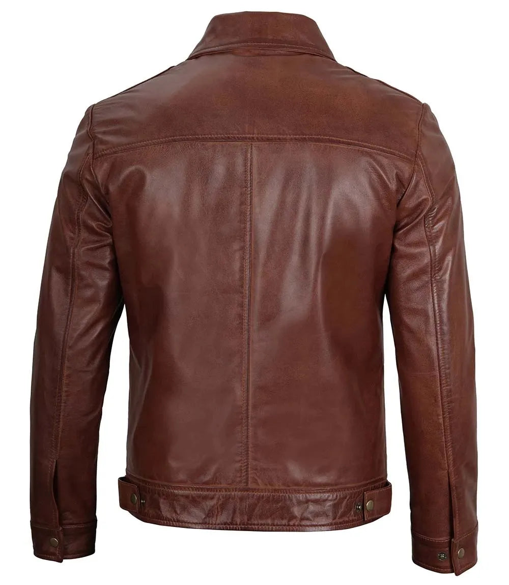 Men's Harrington Brown Leather Jacket