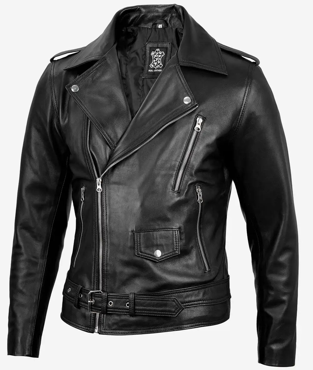 Men's Black Asymmetrical Moto Leather Jacket