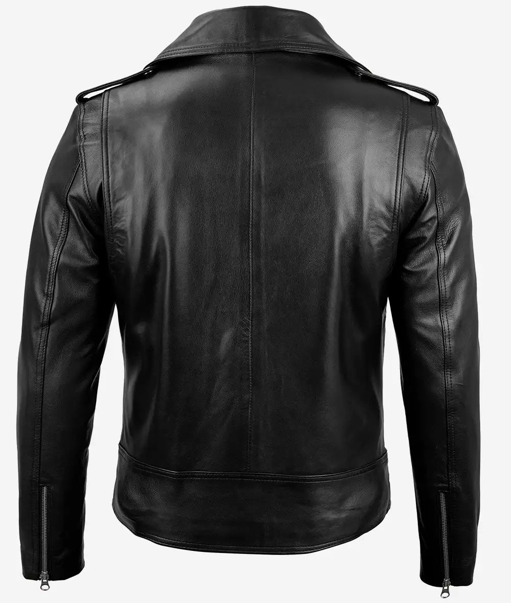 Men's Black Asymmetrical Moto Leather Jacket