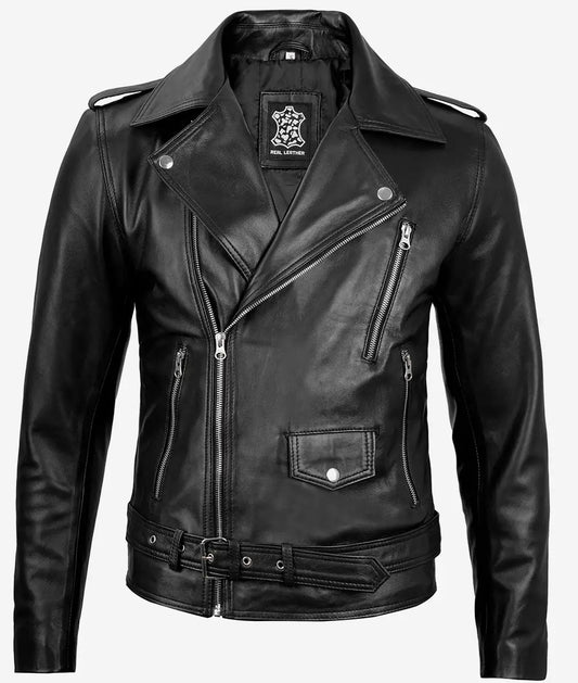 Men's Black Asymmetrical Moto Leather Jacket