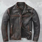 Motorcycle Distressed Black Genuine Leather Jacket