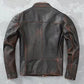 Motorcycle Distressed Black Genuine Leather Jacket