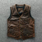 Motorcycle Distressed Brown Genuine Leather Vest