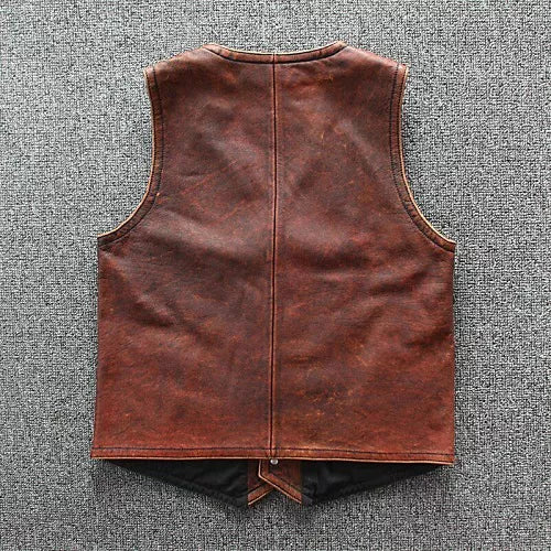 Motorcycle Tan Brown Genuine Leather Vest