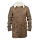 New Bane Coat Distressed Brown Genuine Cowhide Leather Jacket Faux Shearling