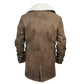 New Bane Coat Distressed Brown Genuine Cowhide Leather Jacket Faux Shearling