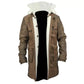 New Bane Coat Distressed Brown Genuine Cowhide Leather Jacket Faux Shearling