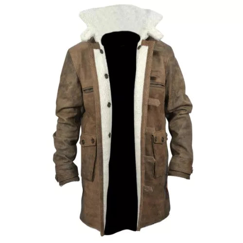 New Bane Coat Distressed Brown Genuine Cowhide Leather Jacket Faux Shearling