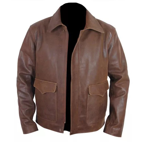 Indiana Jones Harrison Ford Indy Faded Brown Leather Jacket