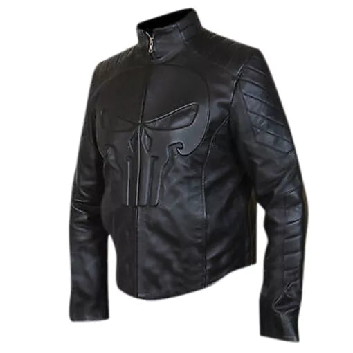 The Punisher Black Biker Faux Leather Jacket