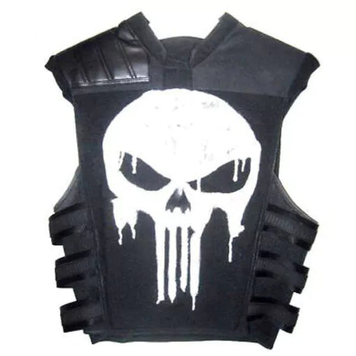 The Black Punisher Tactical Faux Leather Vest