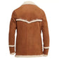 Rancher Camel Brown Genuine Real Suede Leather Coat with Sherpa Lining