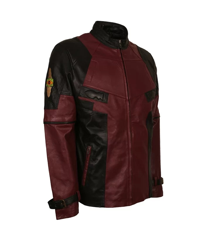 Deadpool Maroon & Black Faux Leather Jacket