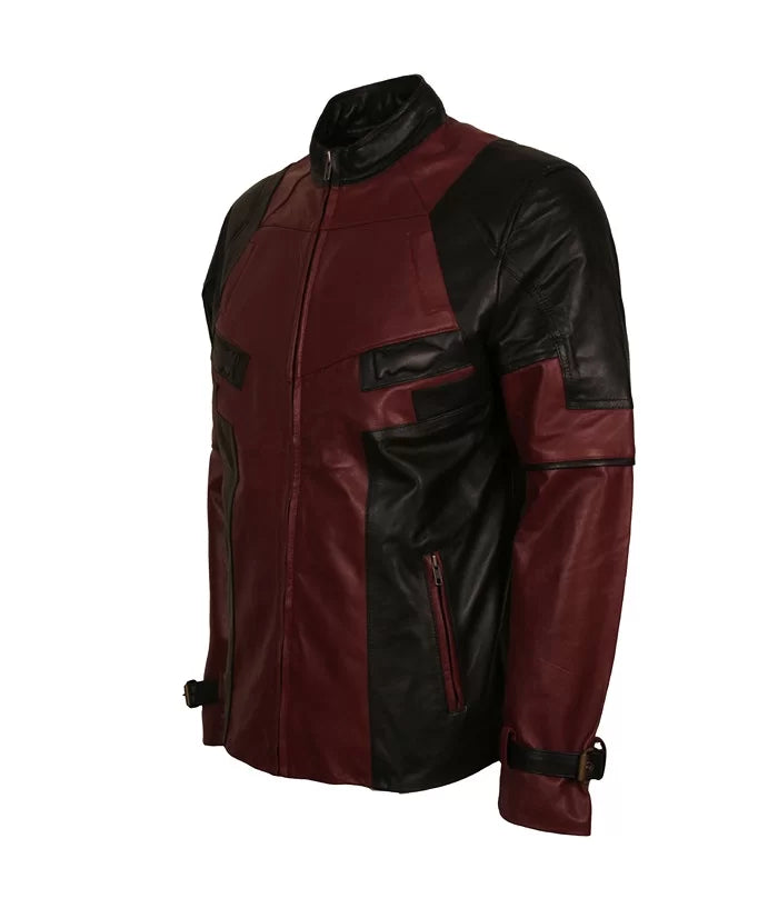 Deadpool Maroon & Black Faux Leather Jacket