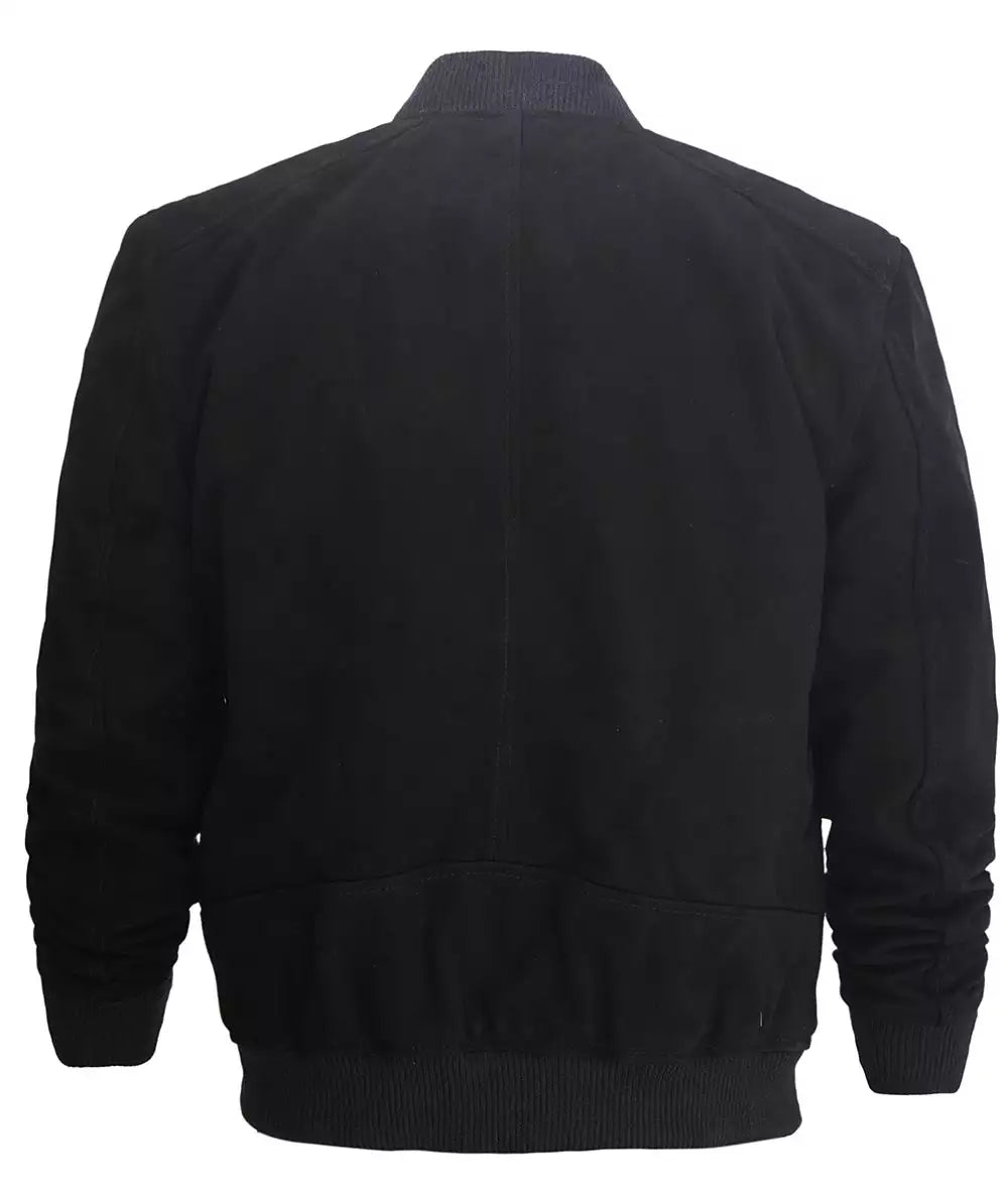 Premium Black Suede Bomber Jacket for Men