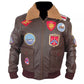 Top Gun Brown Bomber Faux Leather Jacket