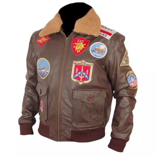 Top Gun Brown Bomber Faux Leather Jacket