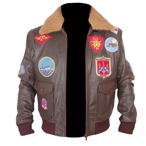 Top Gun Brown Bomber Faux Leather Jacket