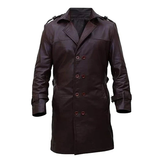 Watchmen Authentic Brown Leather Trench Coat