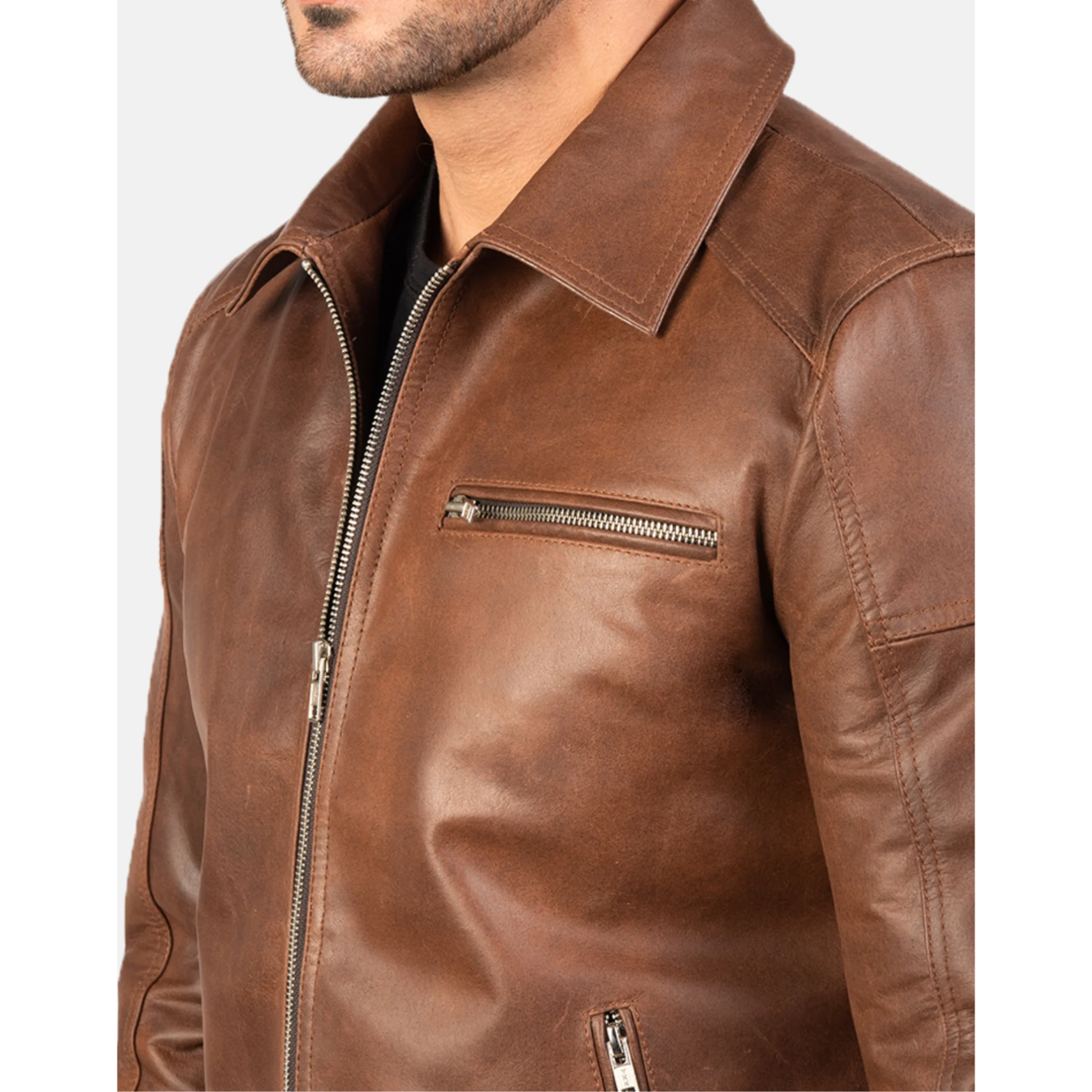 Brown Lavendard Biker Leather Jacket