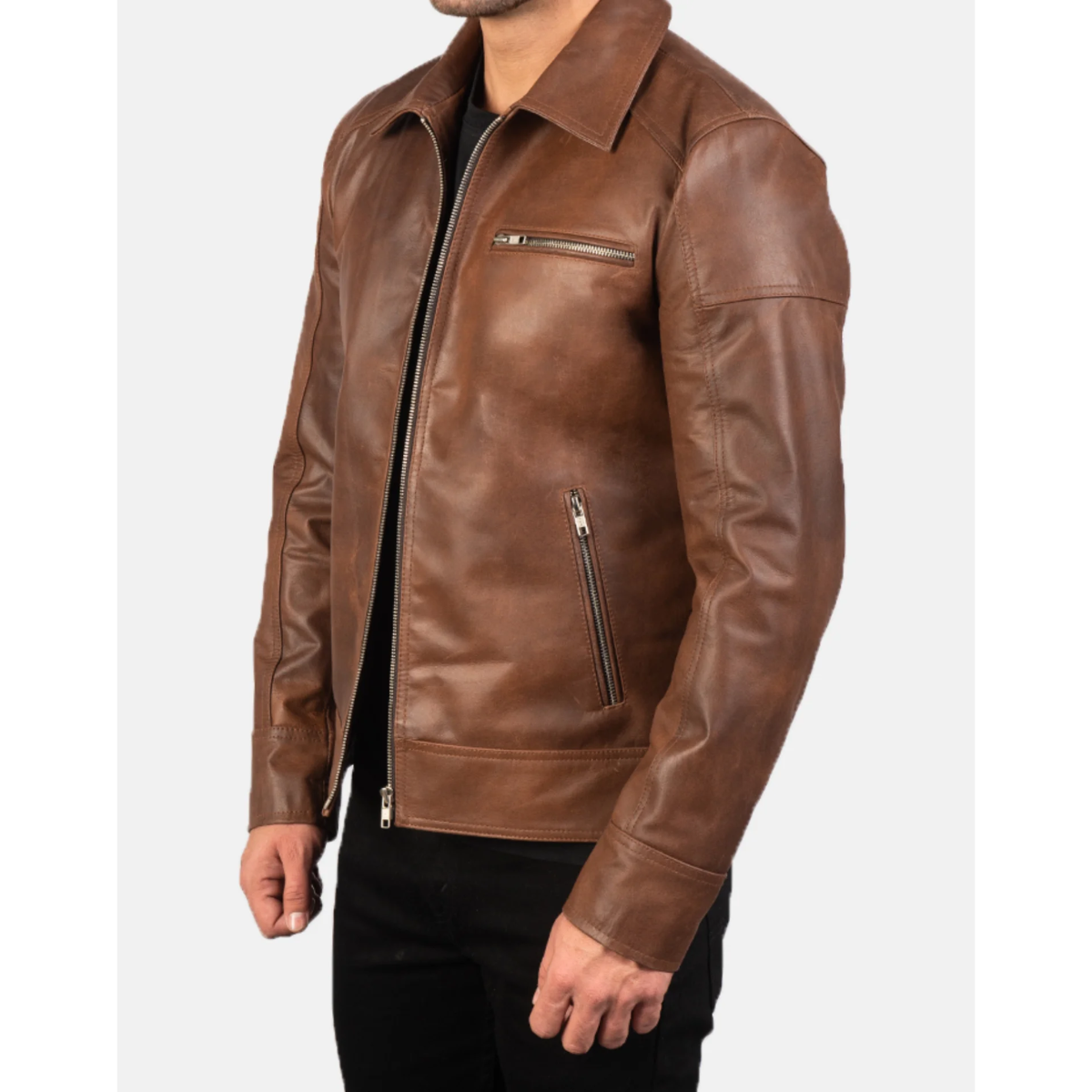 Brown Lavendard Biker Leather Jacket