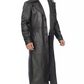 Men's Black Full-Length Leather Trench Coat