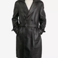 Men's Double-Breasted Premium Black Lambskin Leather Coat