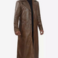 Men's Brown Full Length Leather Coat - Duster Coat