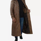 Men's Brown Full Length Leather Coat - Duster Coat