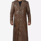 Men's Brown Full Length Leather Coat - Duster Coat