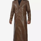 Men's Brown Full Length Leather Coat - Duster Coat