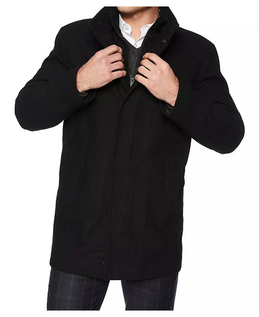 Rafferty Men's Black New Stylish Fit Wool Car Coat