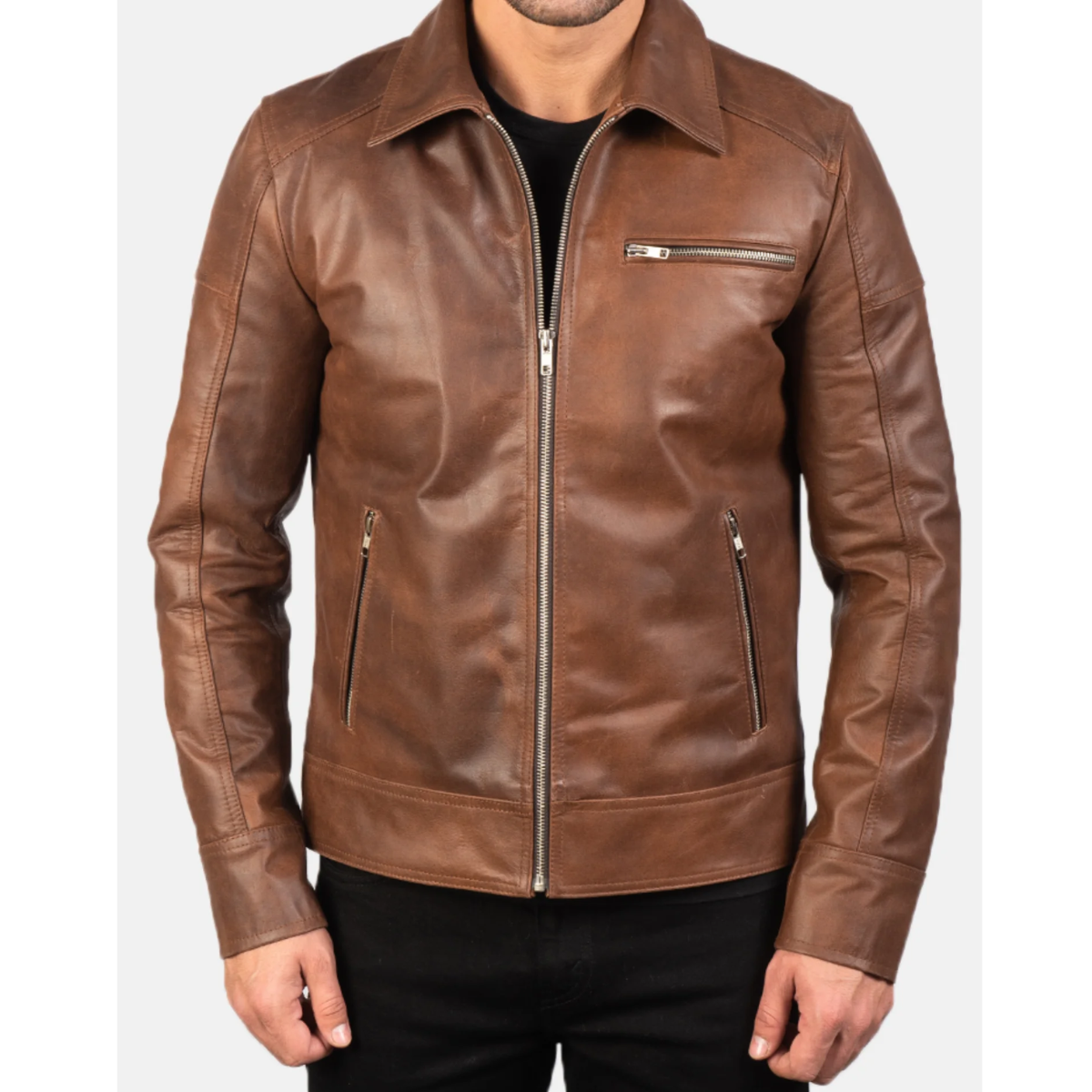 Brown Lavendard Biker Leather Jacket