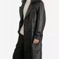 Men's Double-Breasted Premium Black Lambskin Leather Coat