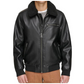 Men's Sherpa Collar Faux Shearling Bomber Leather Jacket