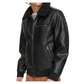 Men's Sherpa Collar Faux Shearling Bomber Leather Jacket