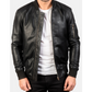 Bomia Ma-1 Black Leather Bomber Jacket