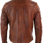 Washed And Waxed Genuine Lambskin Leather Distressed Brown Shirt