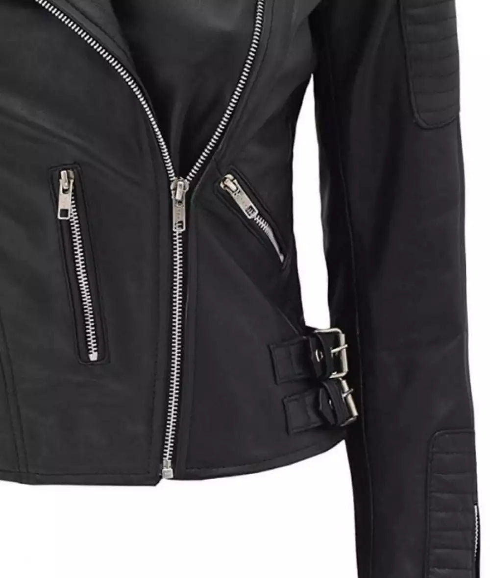 Womens Finest Leather Black Moto Jacket