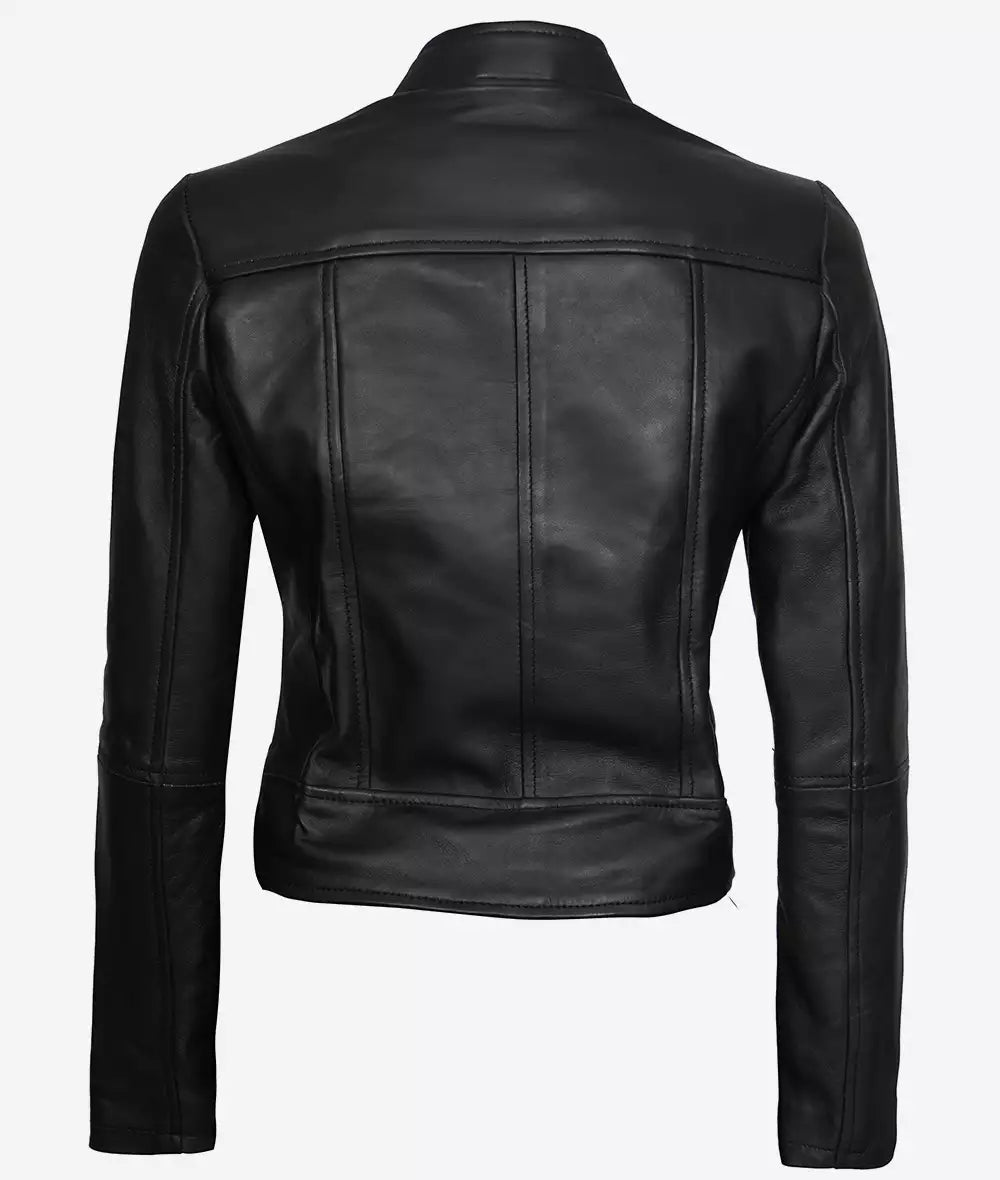 Women's Slim Fit Black Leather Biker Jacket