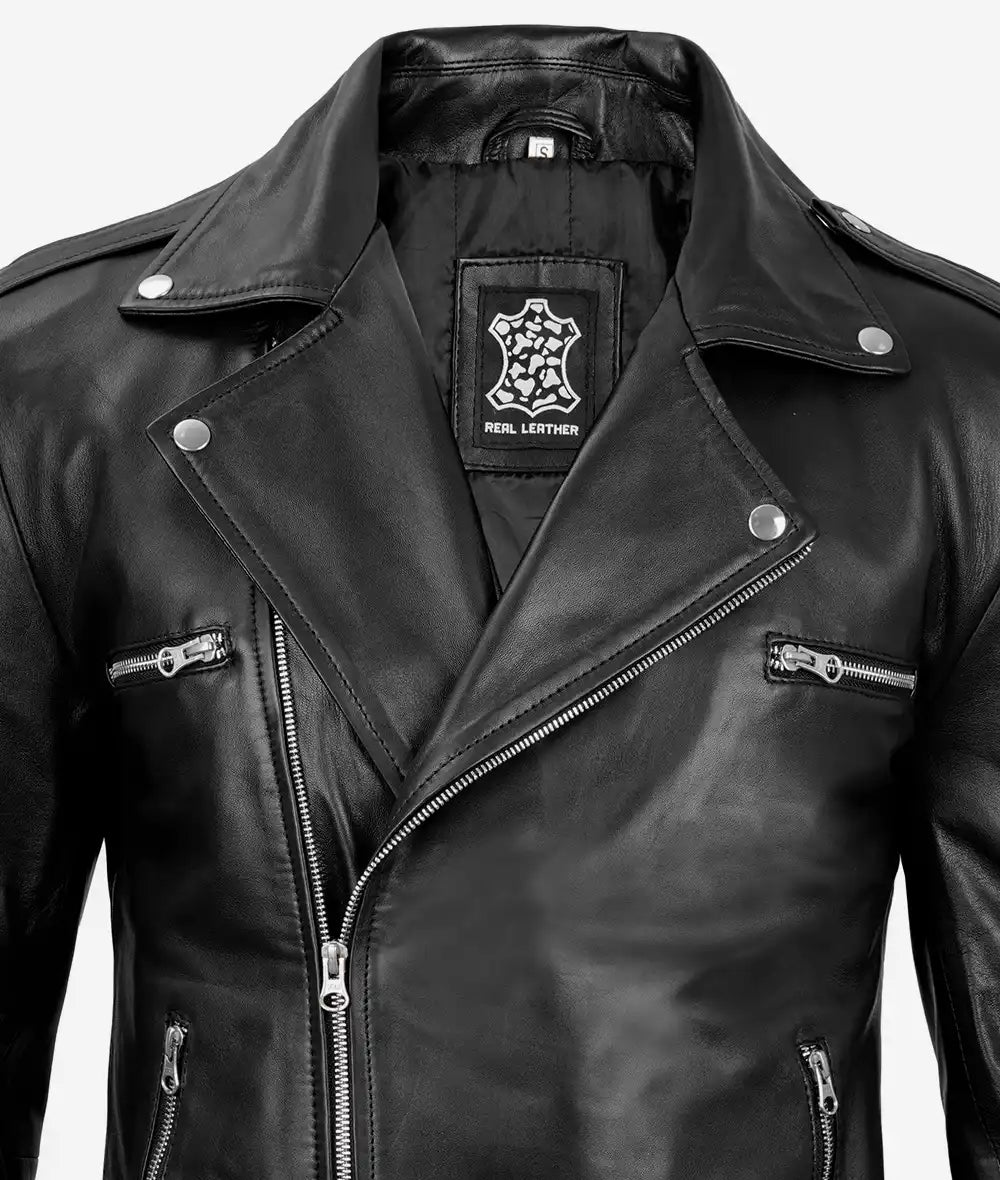 Men's  Negan Black Asymmetrical Moto Leather Jacket