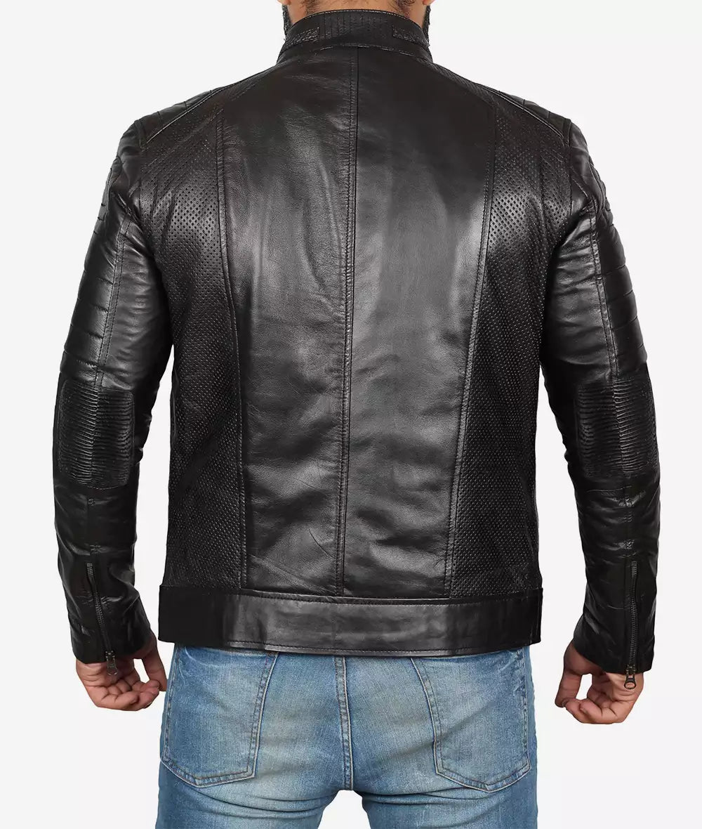 Men's Black Premium Cafe Racer Leather Jacket