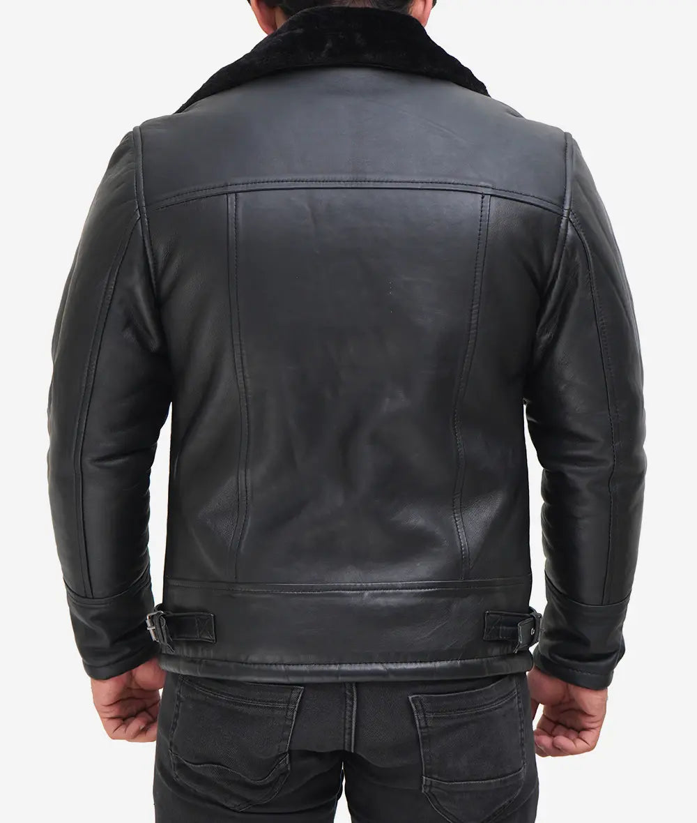 Men's B3 Bomber Shearling Black Leather Jacket