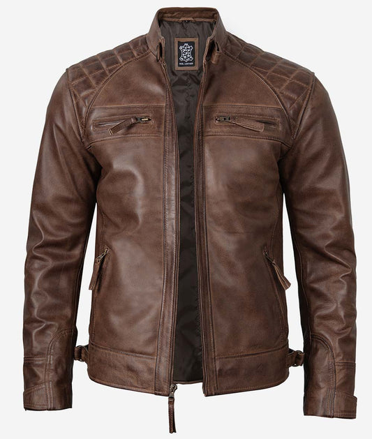 Men's Coffee Brown Biker Leather Jacket