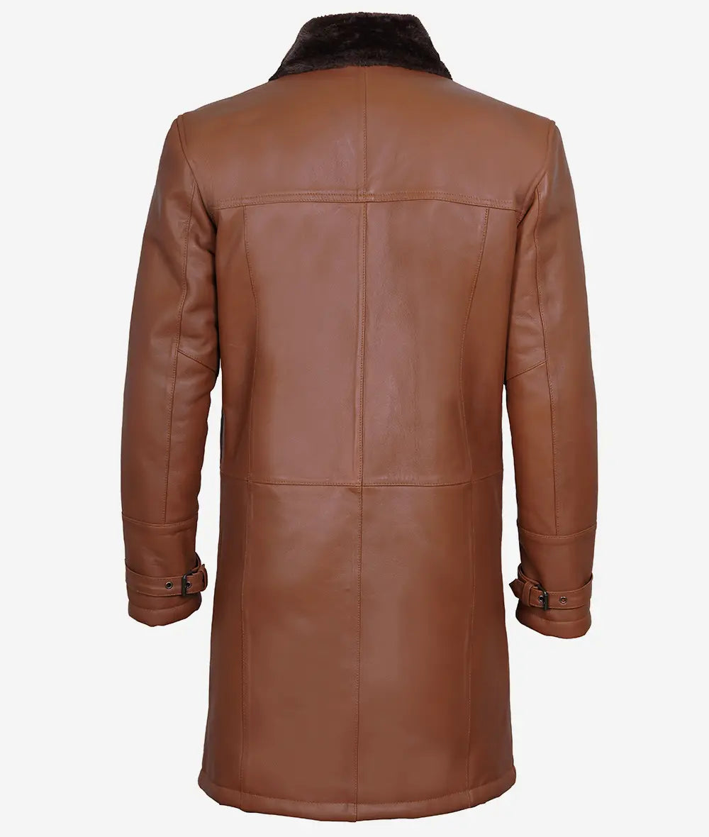 Men's Shearling Brown Leather Coat - Winter Coat