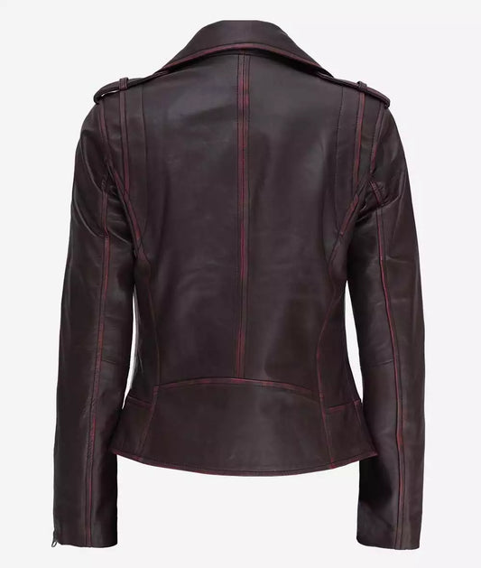 Women's Dark Brown Asymmetrical Moto Leather Jacket